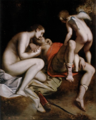 ルカ・カンビアーゾ《アドニスの死》（ローマ、バルベリーニ宮国立古典絵画館蔵）