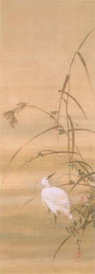 《花鳥十二ヶ月図：１１月　蘆に白鷺図（あしにしらさぎず）》