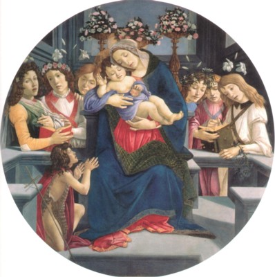 サンドロ・ボッティチェリとその弟子たち《聖母子、洗礼者ヨハネと天使》