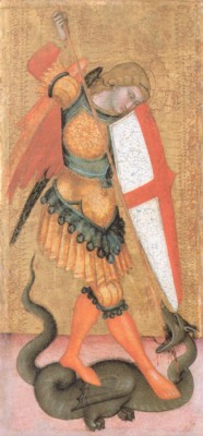 １４世紀シエナ派《聖ミカエルと龍》（国立西洋美術館蔵）