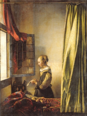 ヨハネス・フェルメール《窓辺で手紙を読む若い女》（ドレスデン国立美術館蔵）
