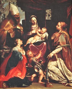 アゴスティーノ・カラッチ《聖母子と聖マルガリタ、聖ベネディクトゥス（？）、聖チェチリア、幼い洗礼者聖ヨハネ》